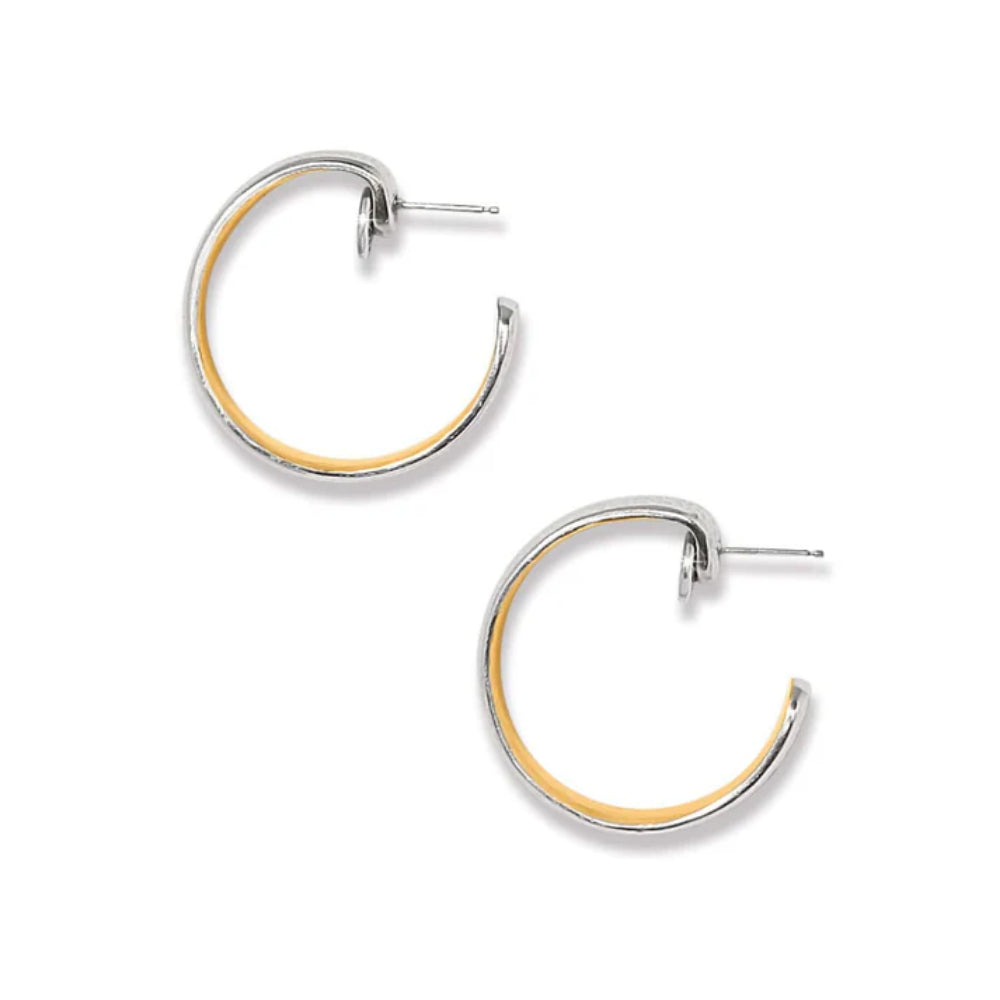 Brighton Ferrara Entrata Luxury Two-Tone Small Hoop Moon Earrings