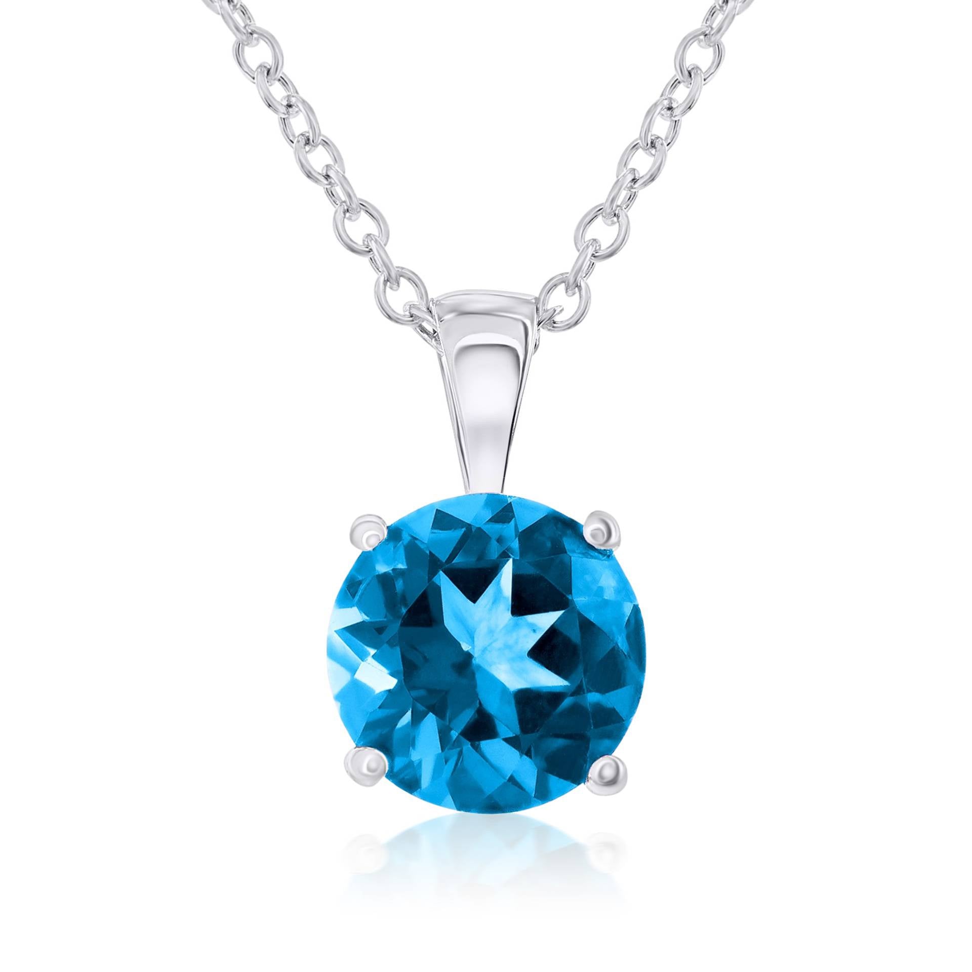 14k Gold Swiss Blue Topaz Pendant Necklace by Smyth Jewelers