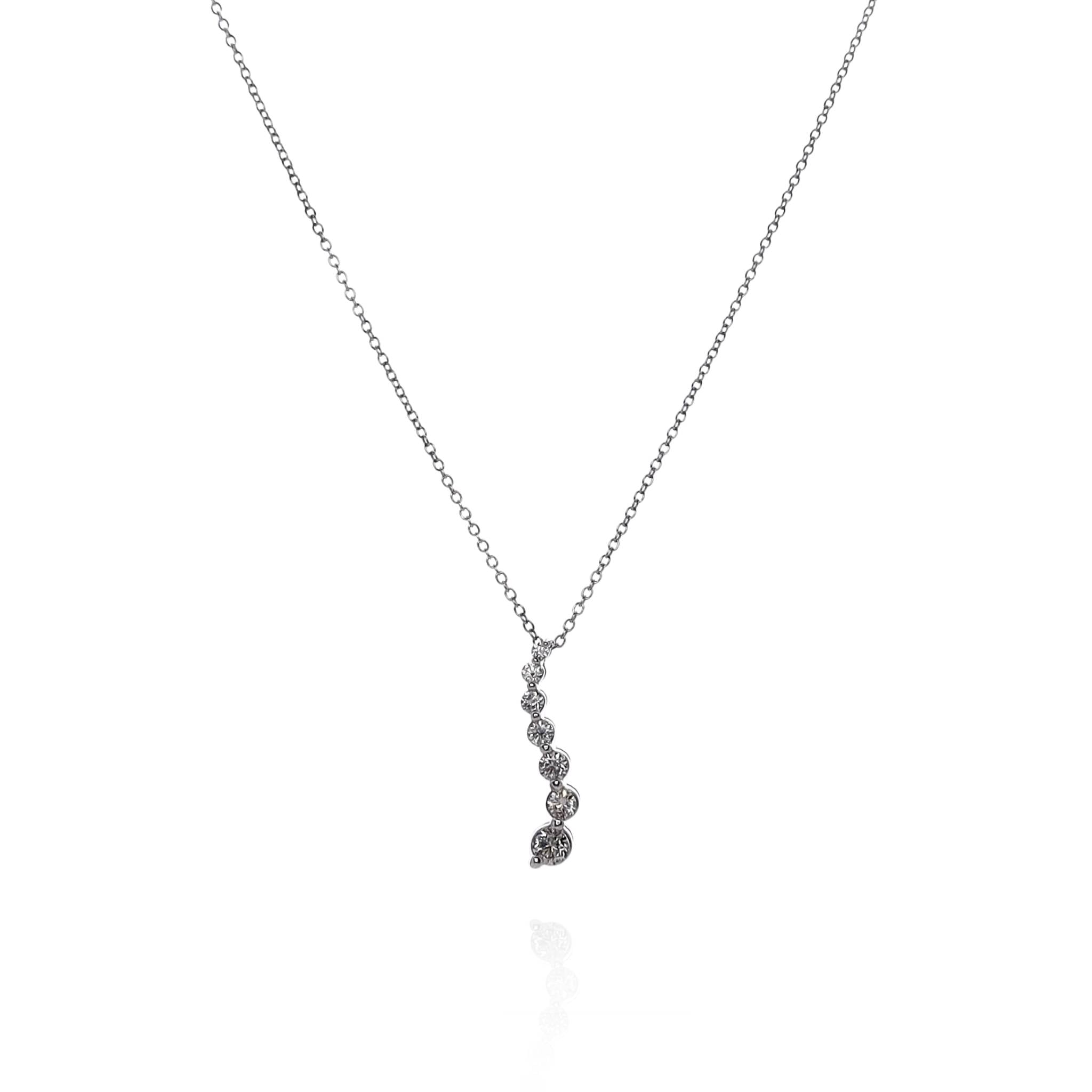 Exquisite 14k White Gold Adjustable 16 to 18 Inches S Shape Diamond Journey Pendant for Necklace Lovers