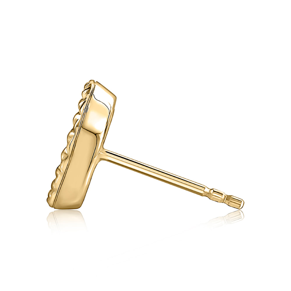A. Jaffe 14k Gold Diamond Stud Earrings with Quilted Design