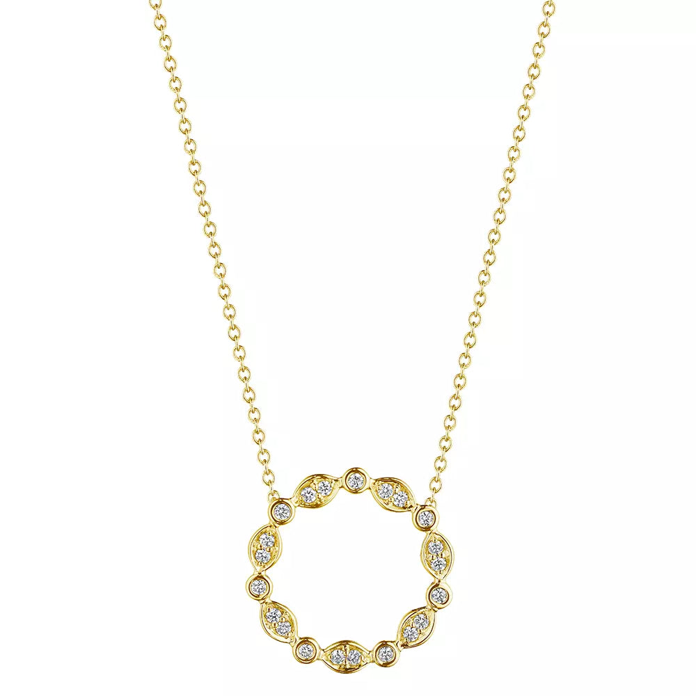 Verragio 18k Gold Diamond Circle Pendant with Nobility Design