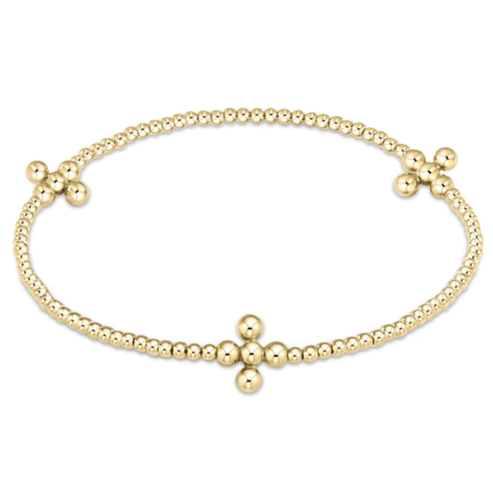 enewton Classic Signature Cross Design Gold Pattern 2mm and 3mm Bead Bracelet - Exquisite Gold - Filled Beaded Wrist Jewelry