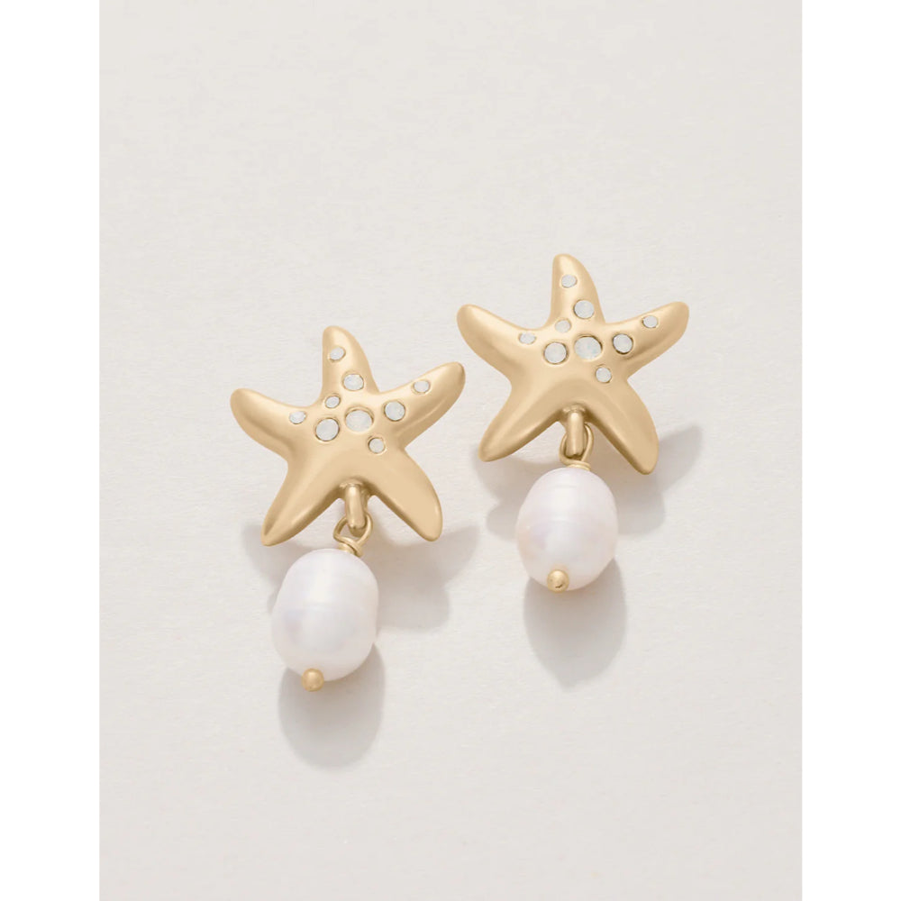 Stylish Spartina White Opal Starfish Pearl Dangling Earrings for Fashion Lovers