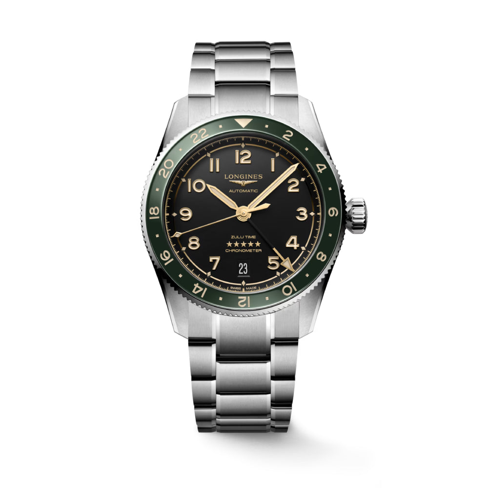 Longines 39mm Automatic Spirit Zulu Time Watch with Precision Timekeeping