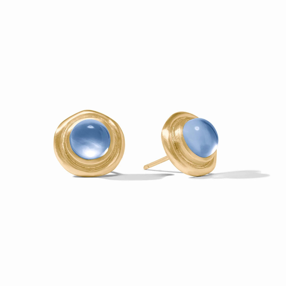 Julie Vos Wave Design Stone Stud Earrings