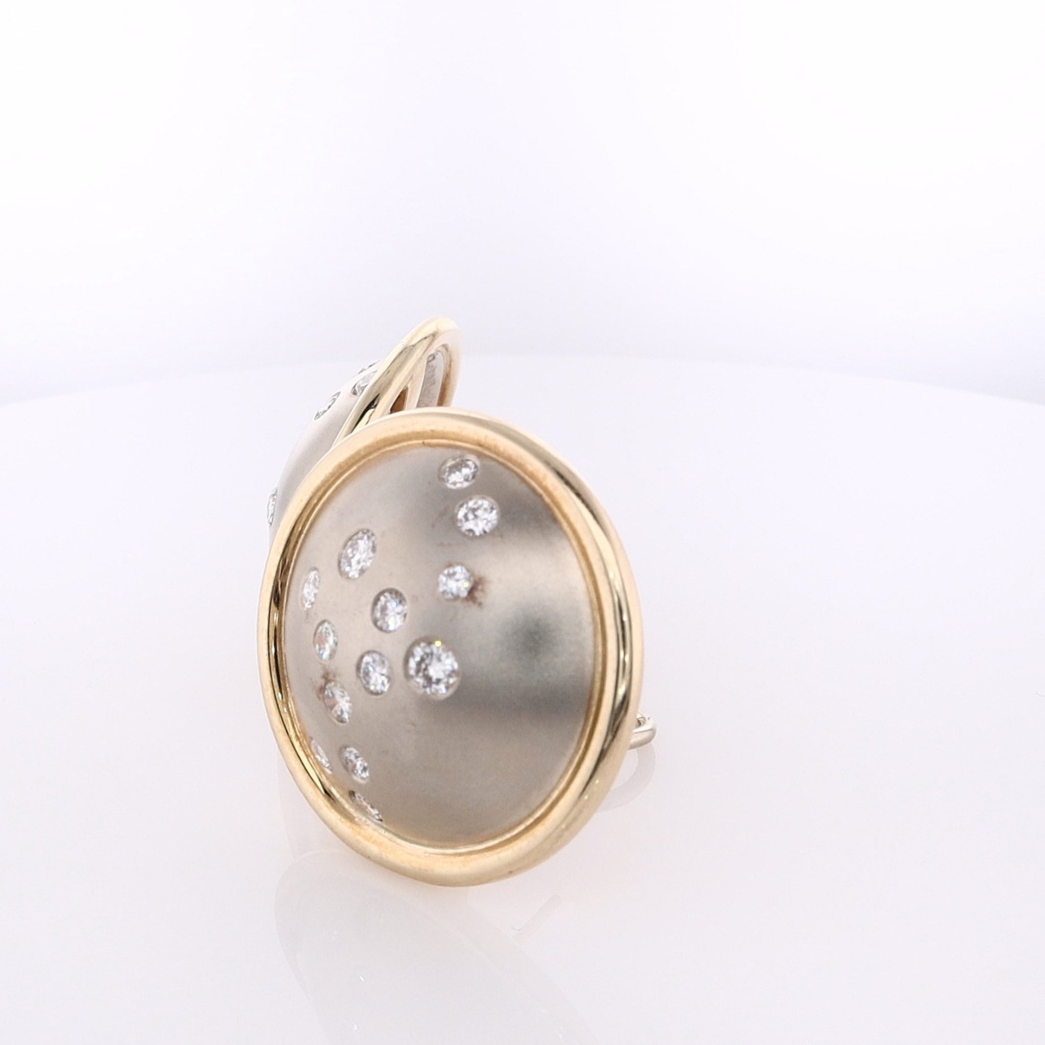 14 Karat Luxury Two-Tone Round Domed Diamond Stud Earrings for Elegant Jewelry Lovers