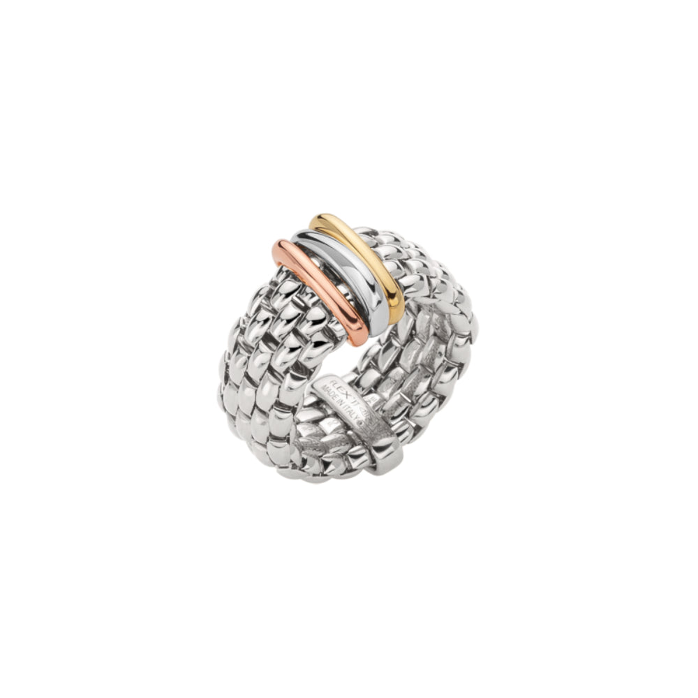 Fope 18k Gold Flexible Panorama Tri - Tone Flex'It Ring for Women