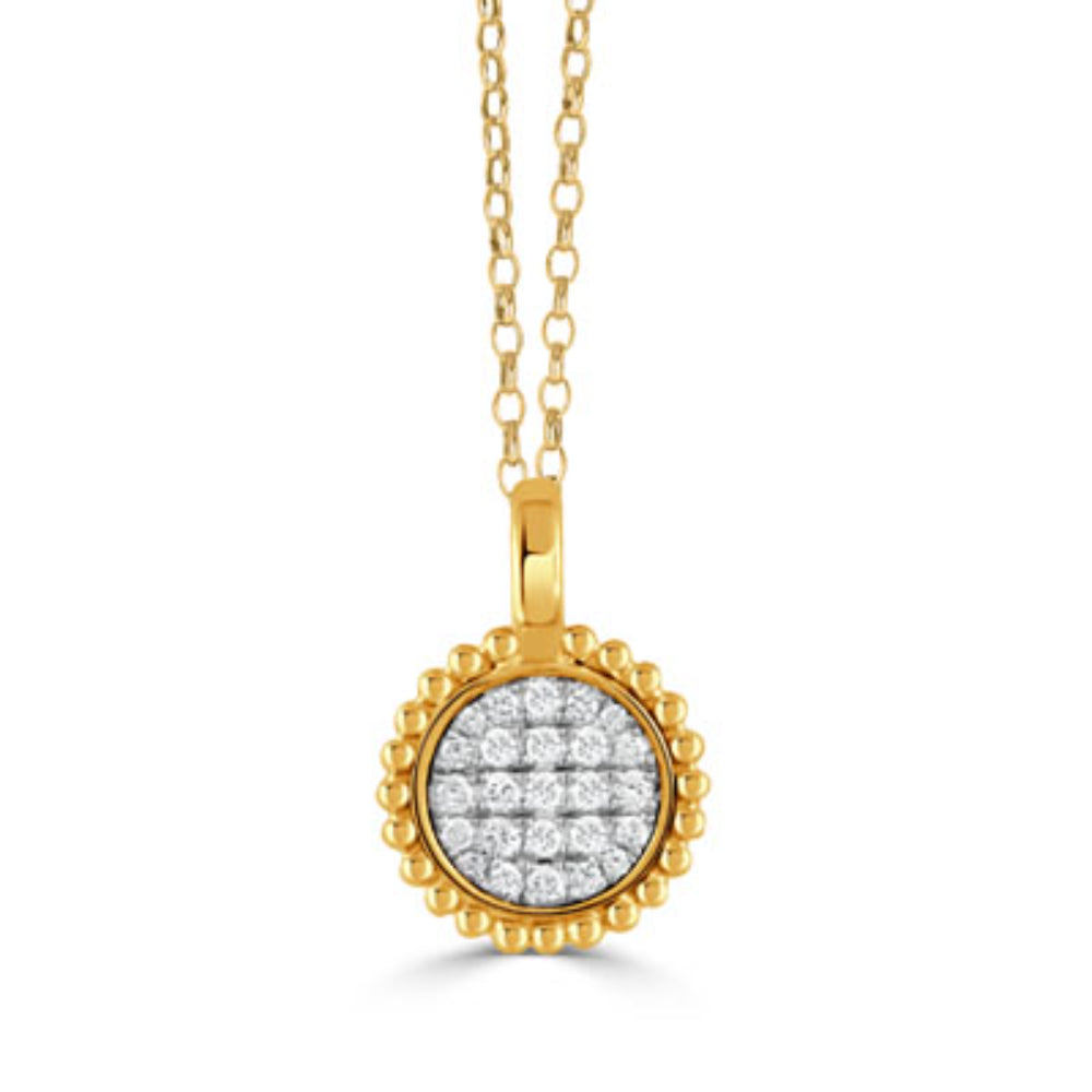 Exquisite 18k Gold Byzantine-Style Diamond Circle Pendant Necklace