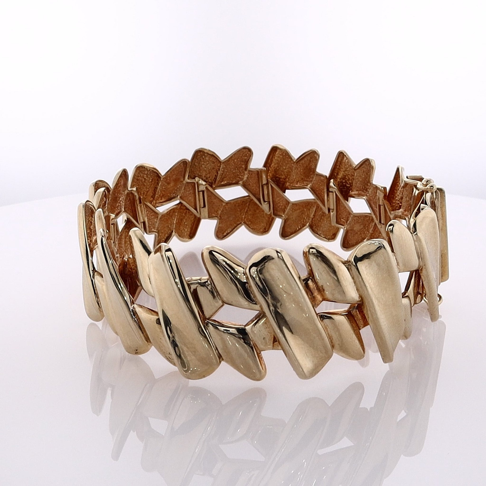 14 Karat Yellow Gold Polished Double - Tier Diagonal Bar Bracelet