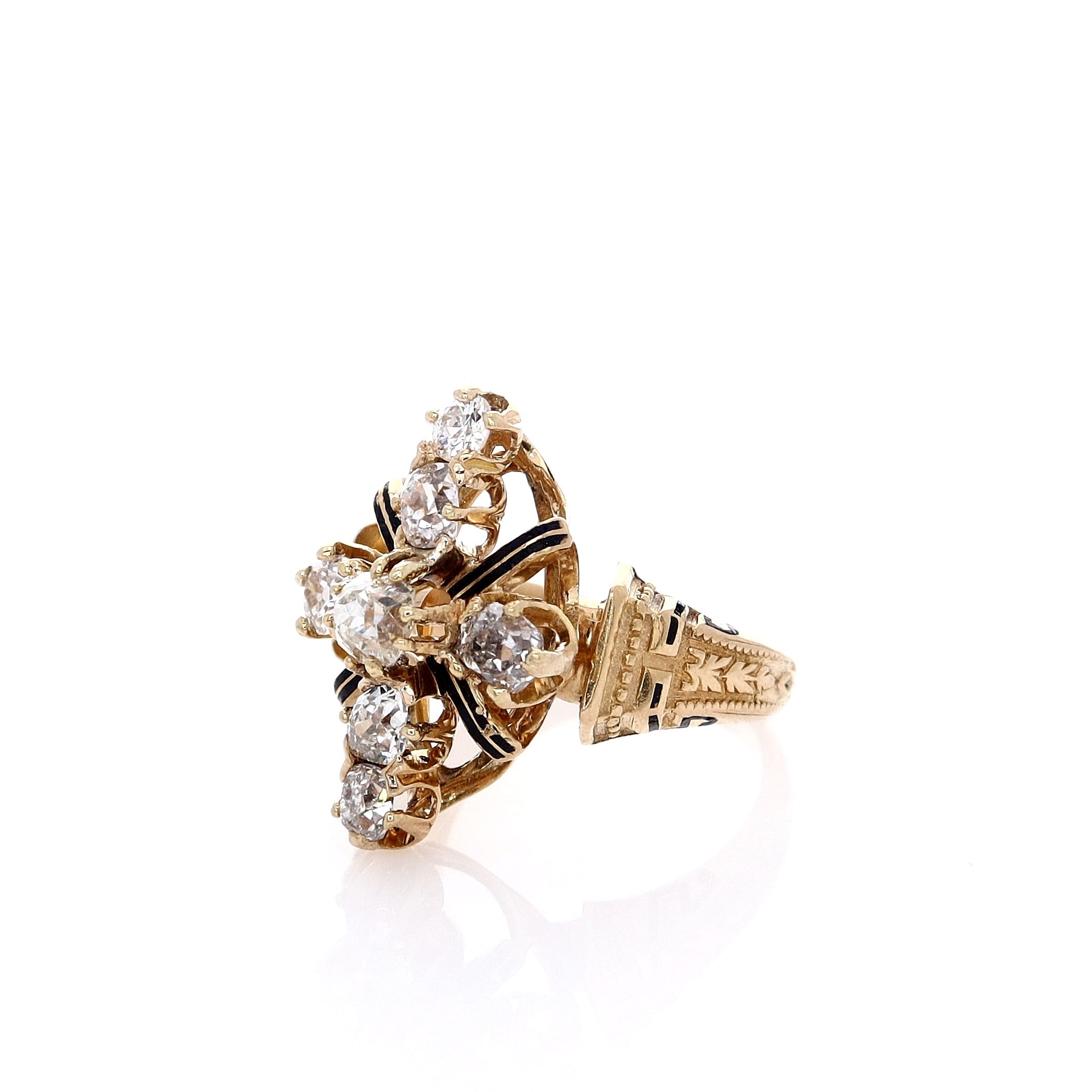 Exquisite 18k Yellow Gold Diamond Cross Ring for Women's Fine Jewelry Collection