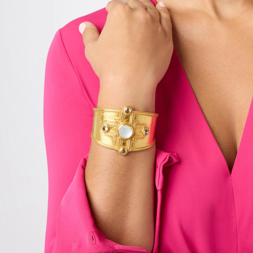 Julie Vos Theodora Clear Crystal Cuff - Oversized and Sparkling