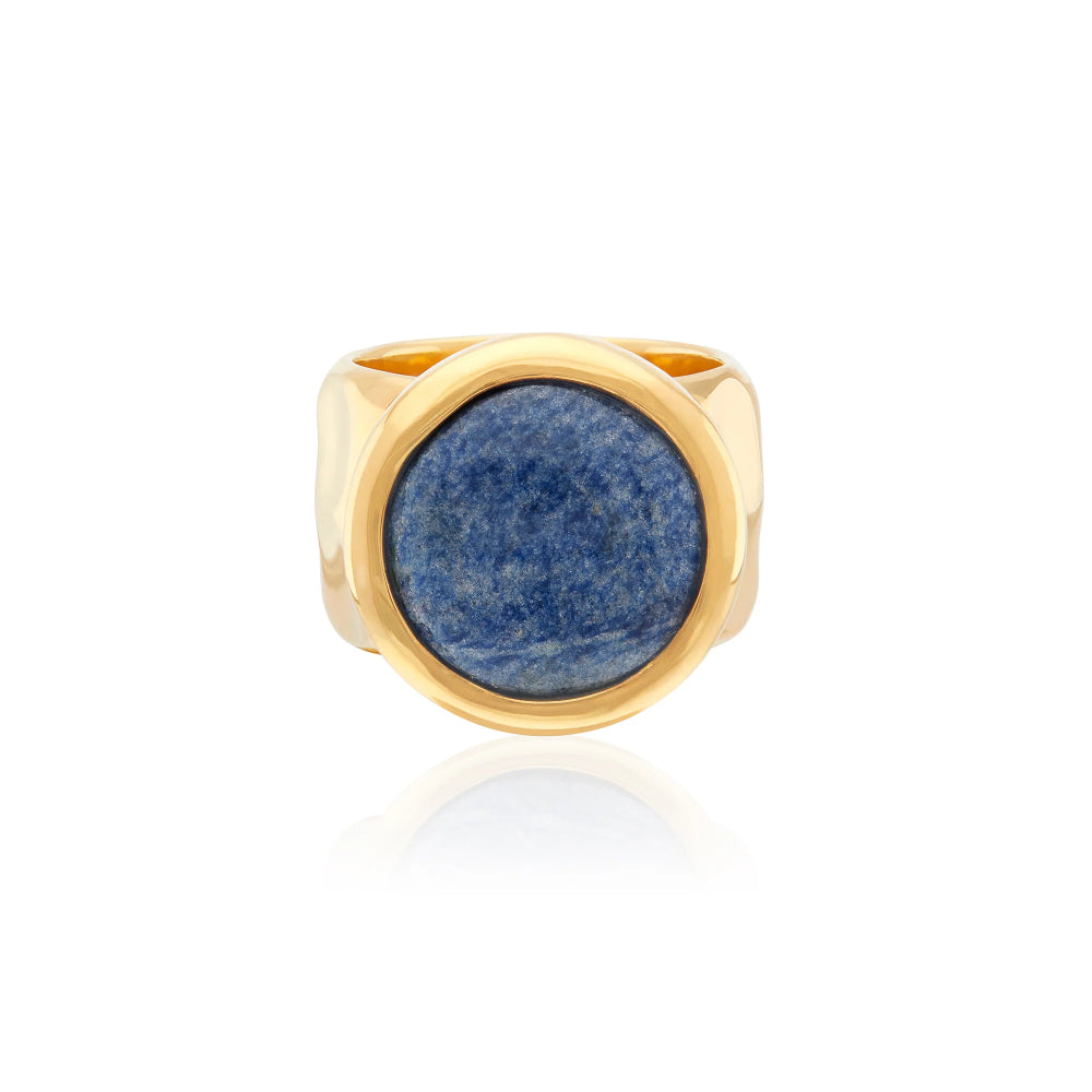Anna Beck Gold-Plated Large Wavy Dumortierite Signet Ring