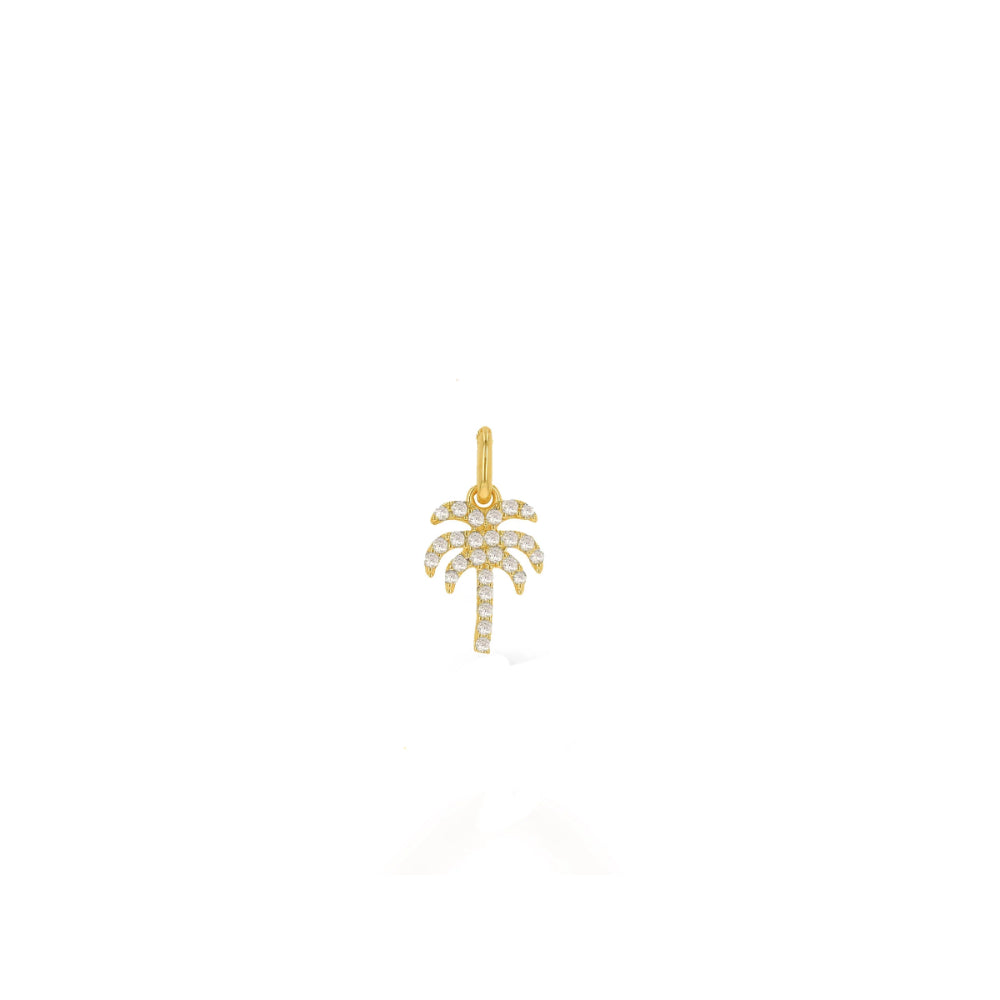 14k Yellow Gold Diamond Palm Tree Charm by Rachel Reid