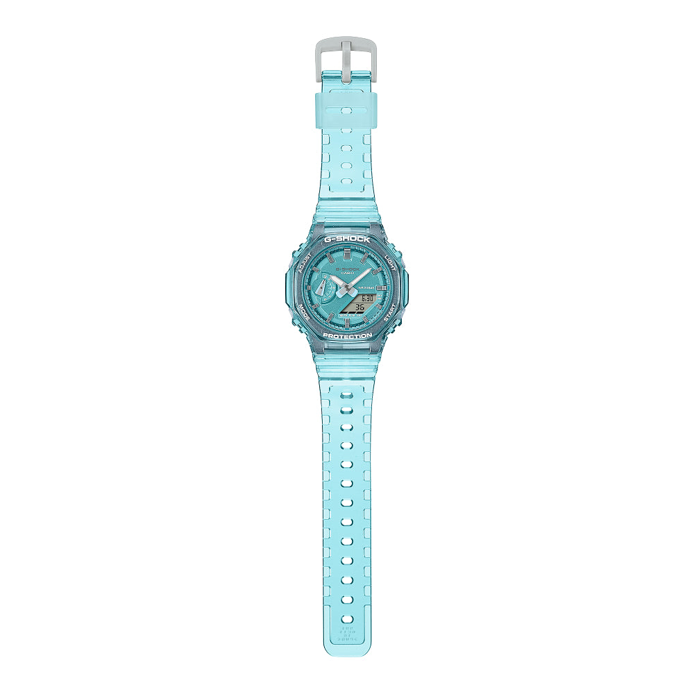 G-Shock Ladies' Analog - Digital Translucent Blue Resin Wristwatch with Fashionable Design