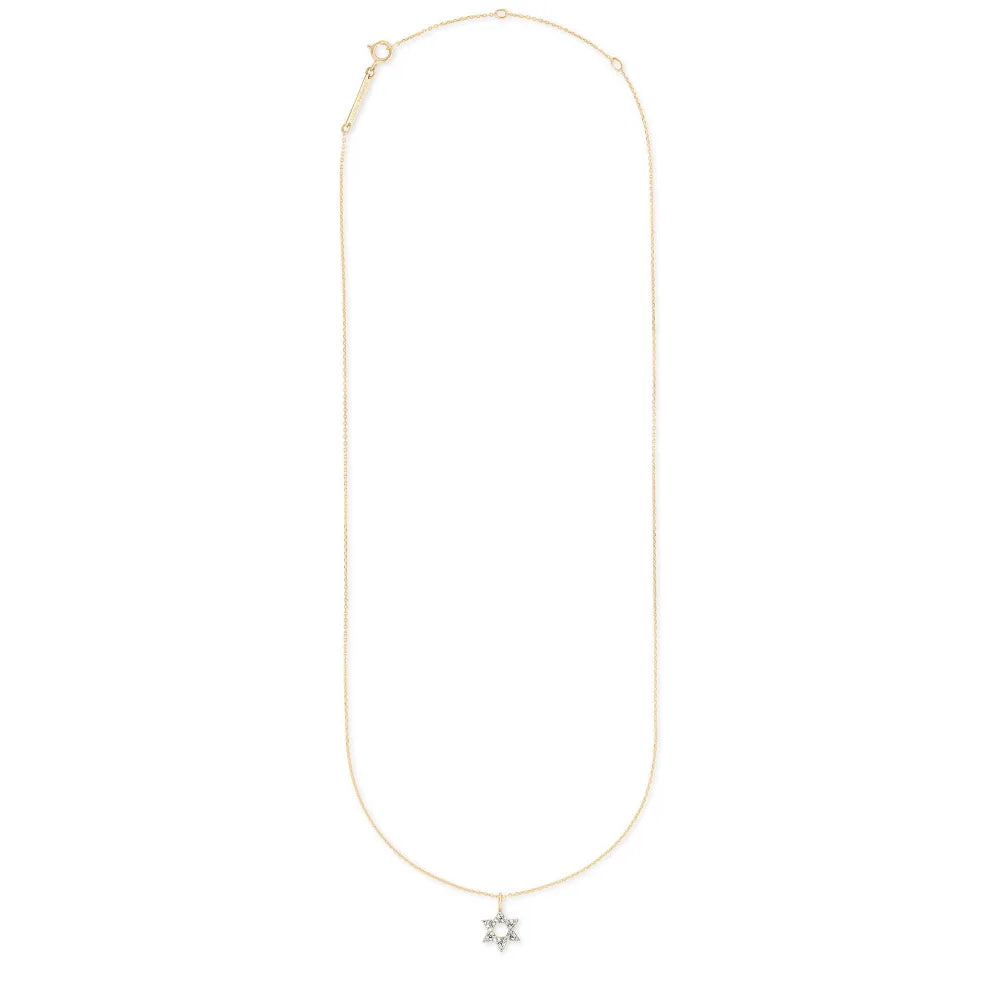 Kendra Scott 14k Gold Star of David Pendant Necklace Adorned with White Diamonds, Ideal for Daily Wear