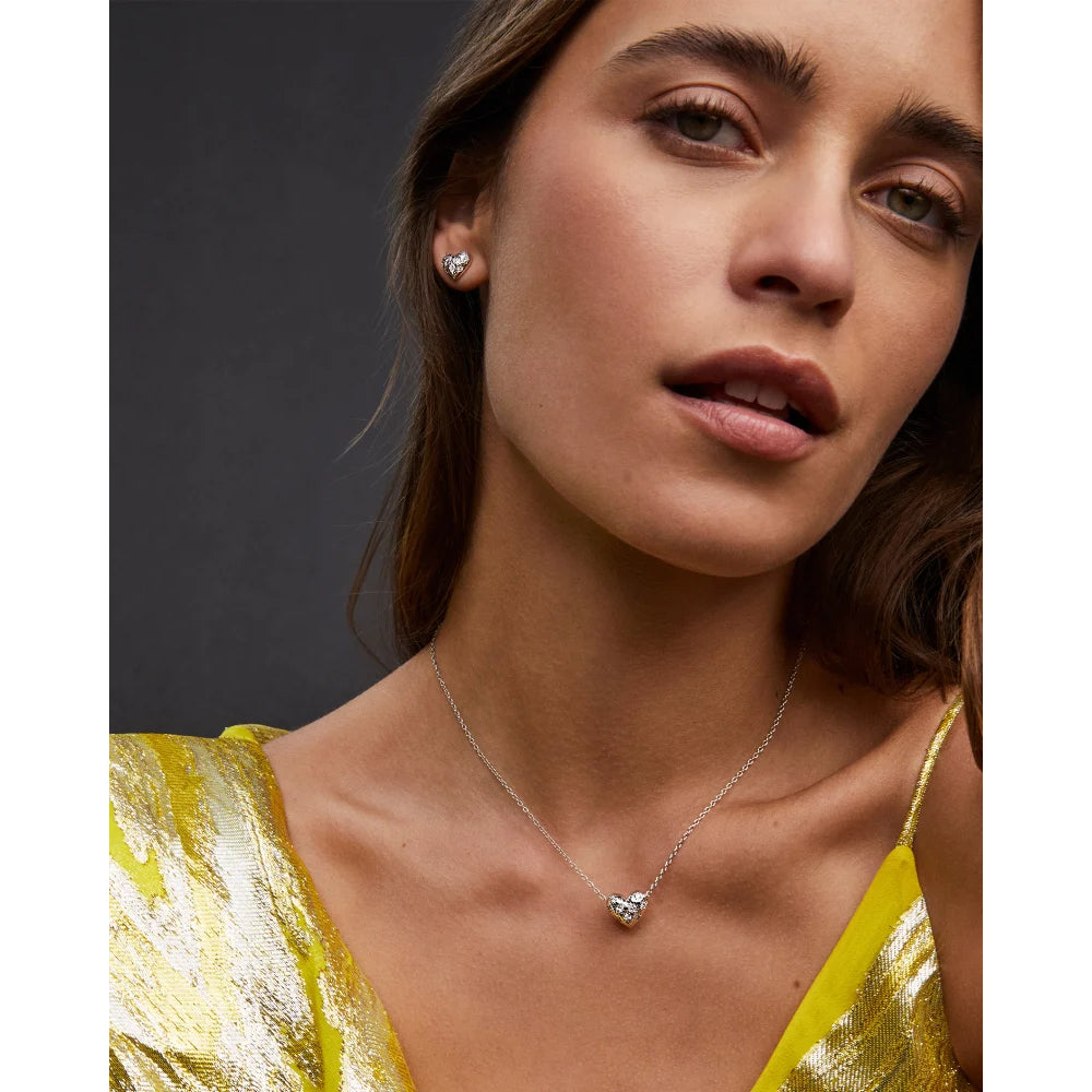 Kendra Scott Gold Green Crystal Holland Heart Short Pendant Necklace