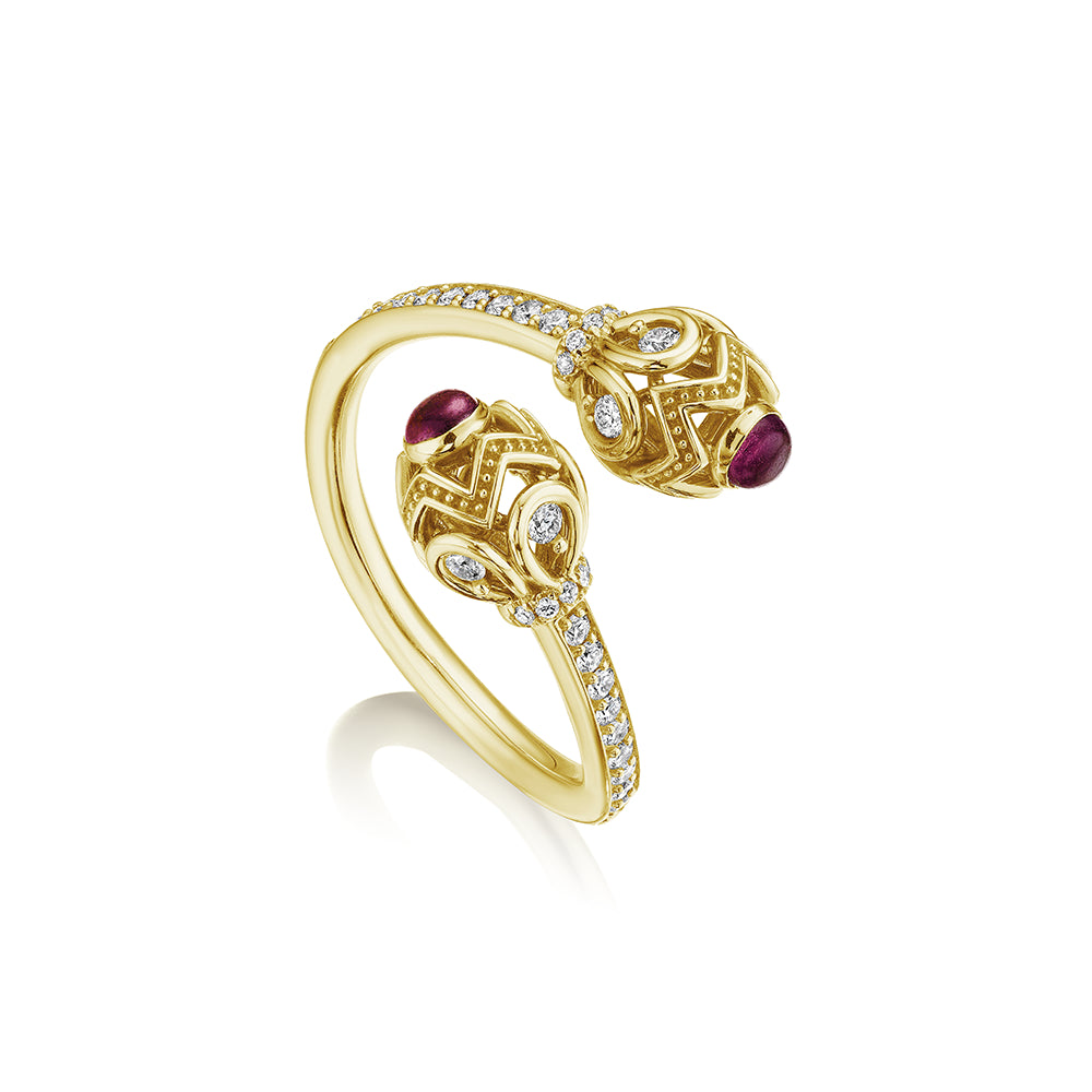 Verragio 18k Yellow Gold Diamond and Rhodolite Garnet Bypass Engagement Ring