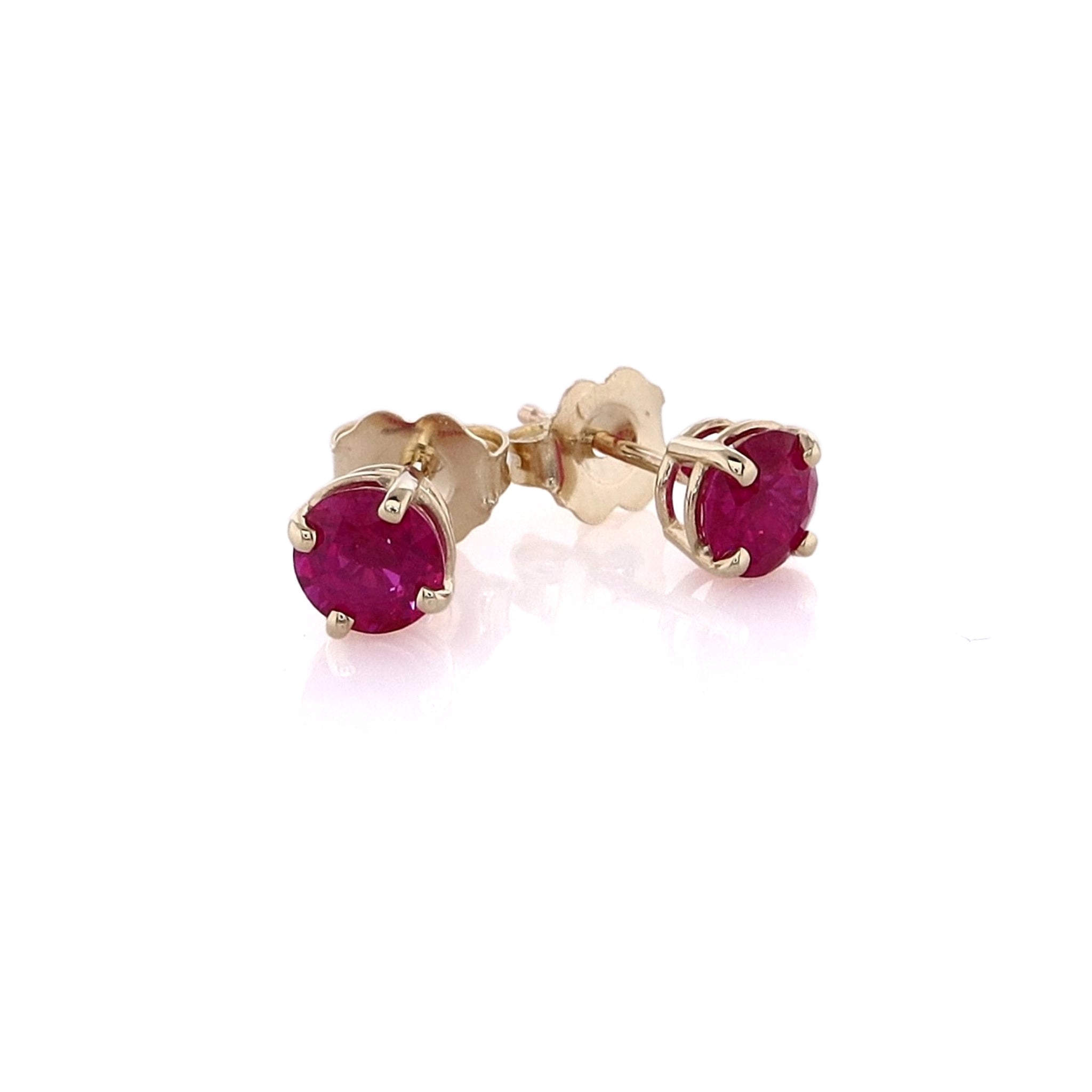 Gorgeous Estate 14 Karat Yellow Gold Ruby Stud Earrings for Women's Elegant Jewelry Collection