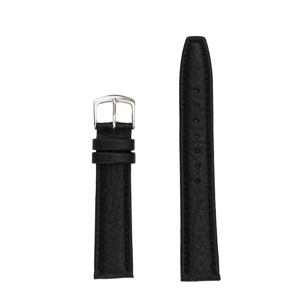 Black Men's Authentic Shrunken Grain Leather Strap for Watches