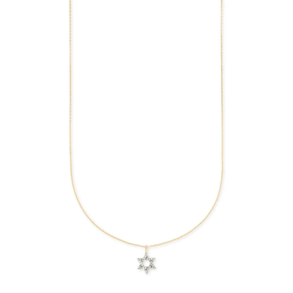 Kendra Scott 14k Gold Star of David Pendant Necklace Adorned with White Diamonds, Ideal for Daily Wear
