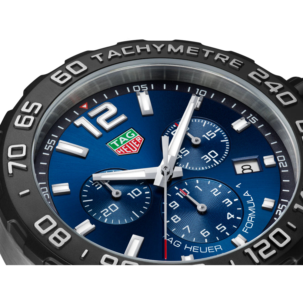 TAG Heuer Formula 1 43mm Blue Rubber Strap Chronograph Sports Watch