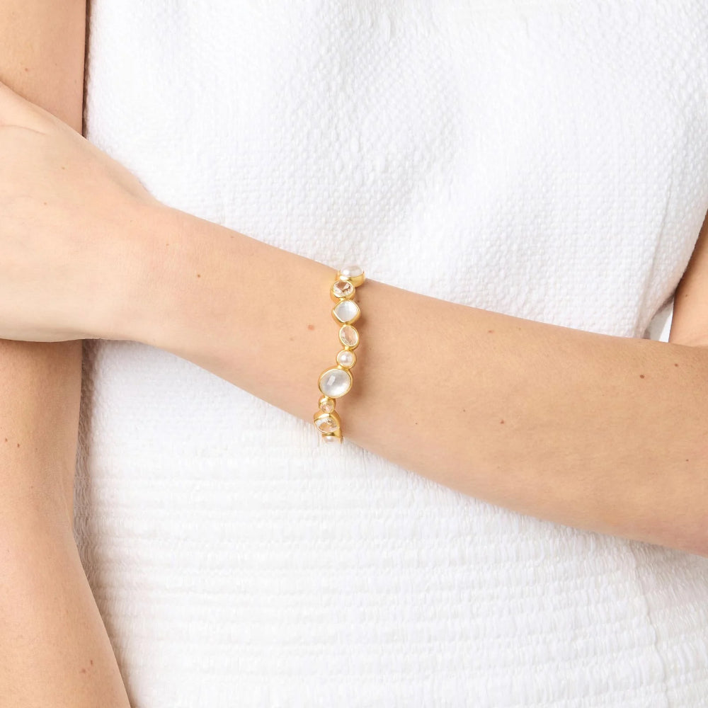 Julie Vos Sparkling Gemstone Hinge Bangle with 24K Gold Plate