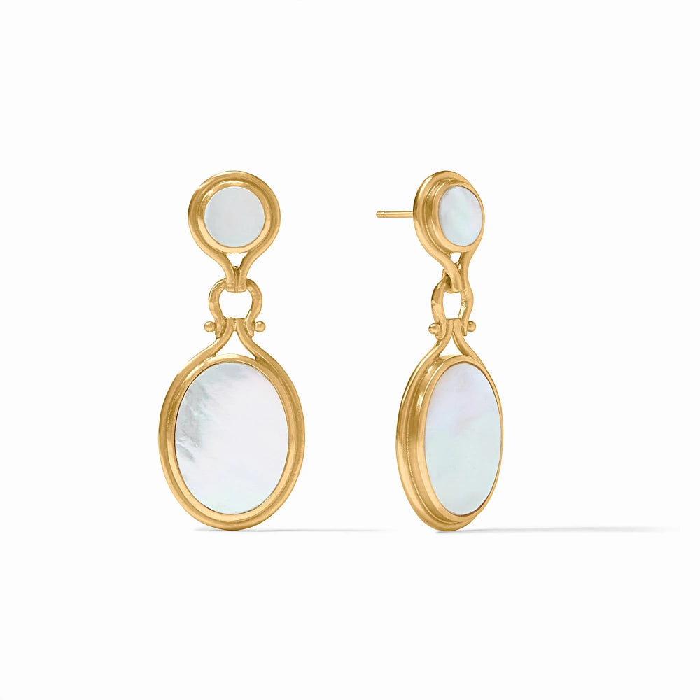 Julie Vos Saratoga Golden 24K Gold-Plated Mother of Pearl Statement Earrings