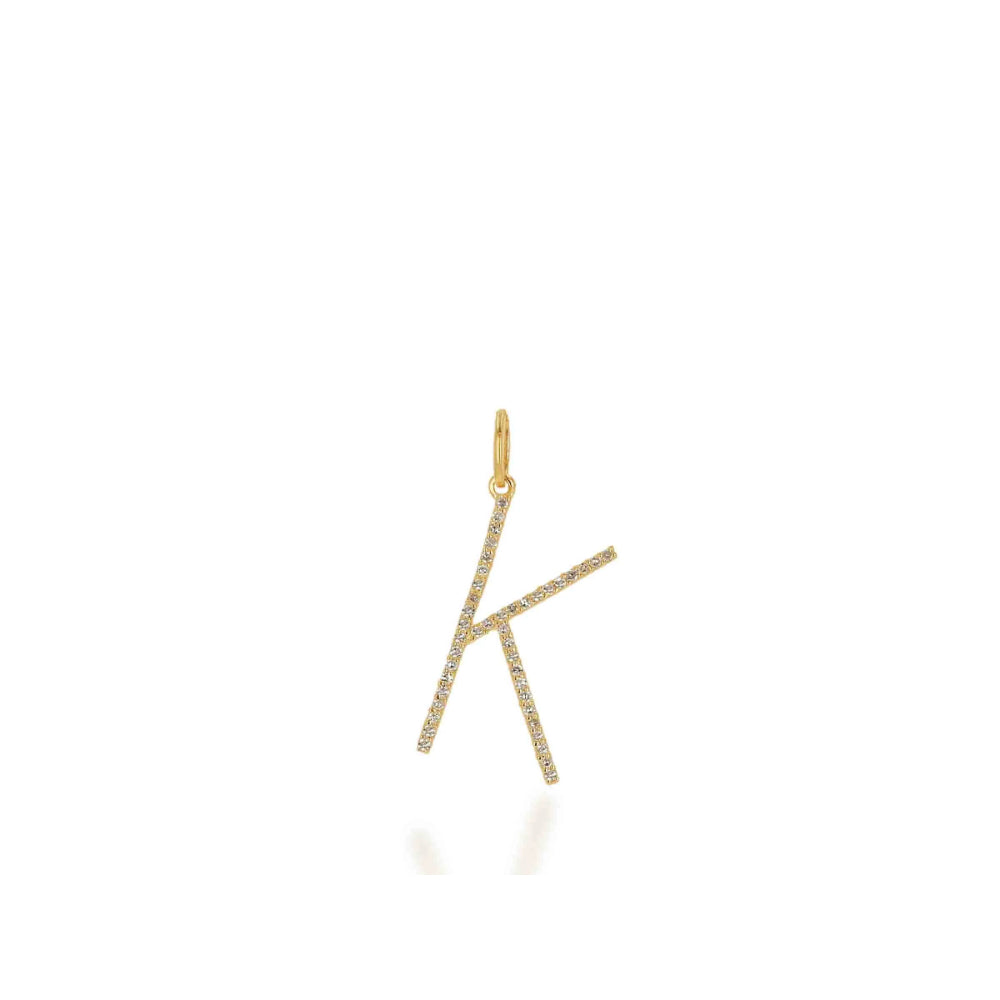 14k Gold Oversized Personalized Diamond Initial Letter Charm