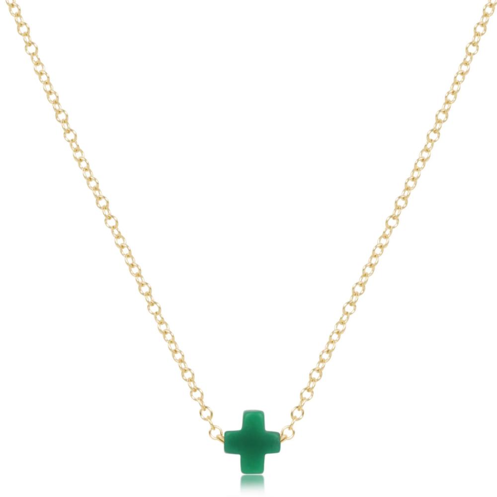 enewton 16-inch Gold Necklace with Signature Small Cross Charm and Emerald - Jewelry Accessory