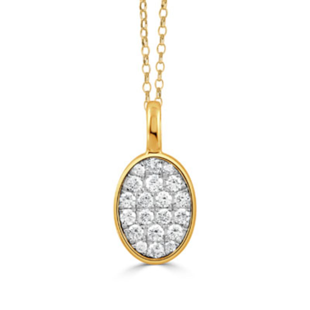 Exquisite 18k Gold Oval-Shaped Diamond Pendant Necklace for Elegant Wear