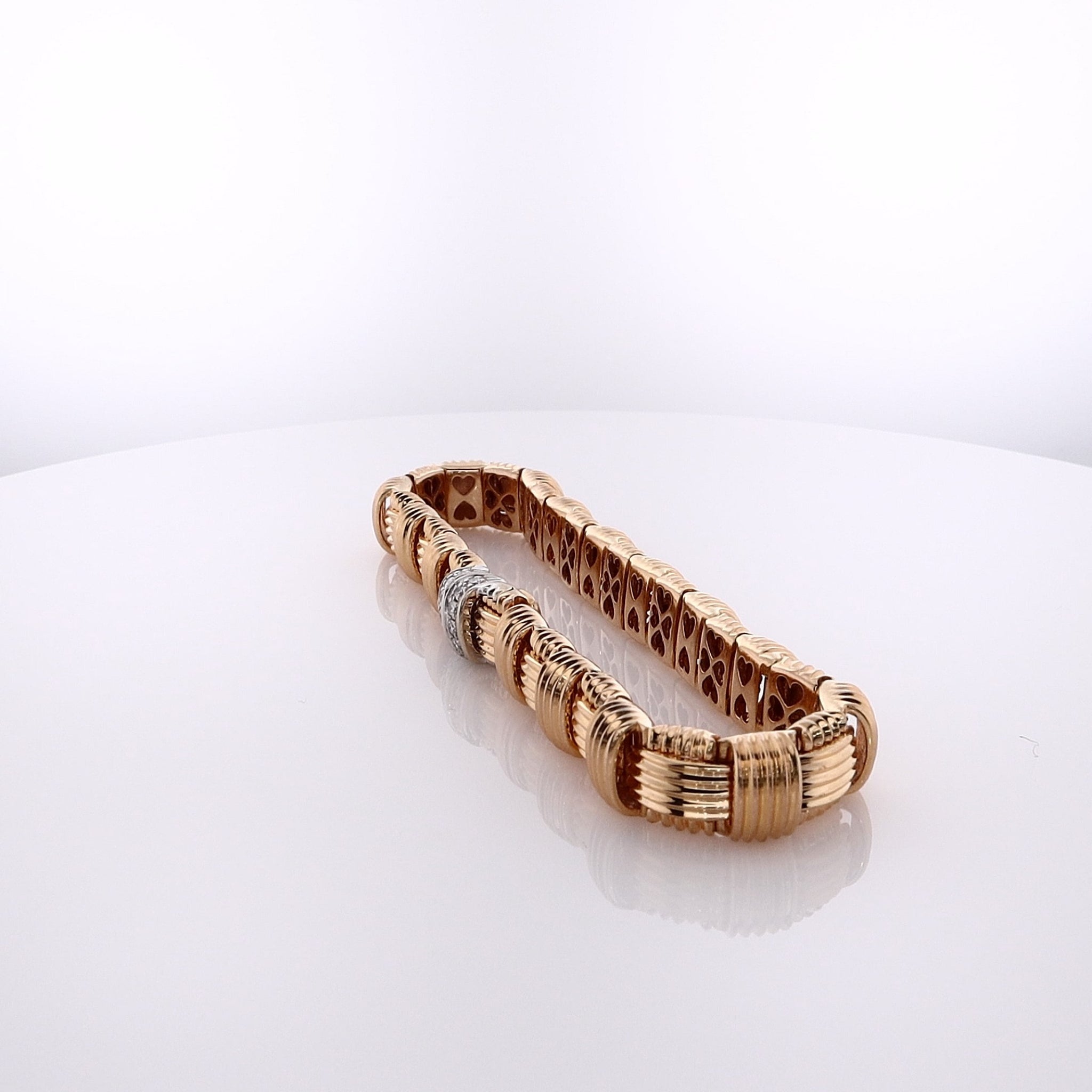 Estate Roberto Coin 18 Karat Two-Tone Appassionata Bracelet with Diamonds and Rubies