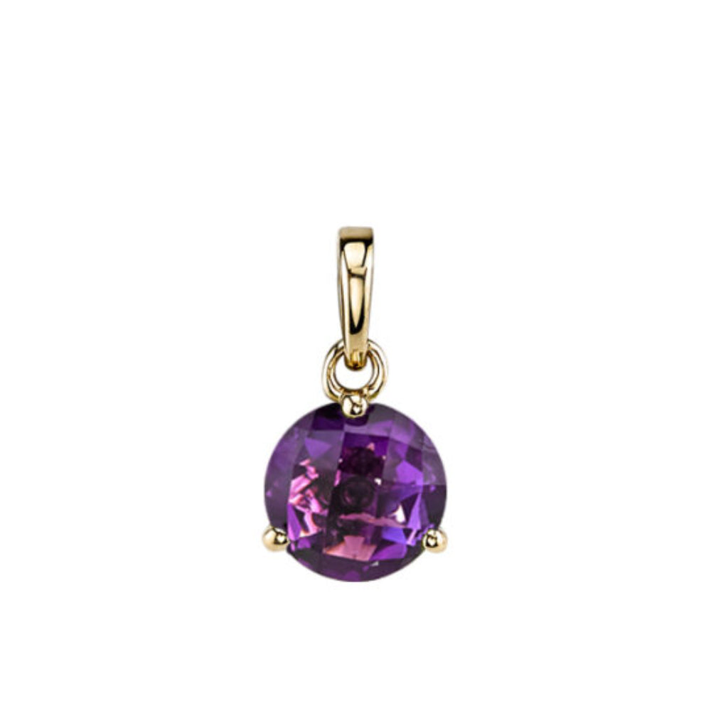 Stunning 14k Yellow Gold 8mm Round Amethyst Pendant with 18' Chain