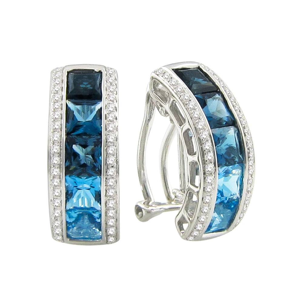 Bellarri 14k White Gold Blue Topaz and Diamond Earrings from Eternal Love Collection
