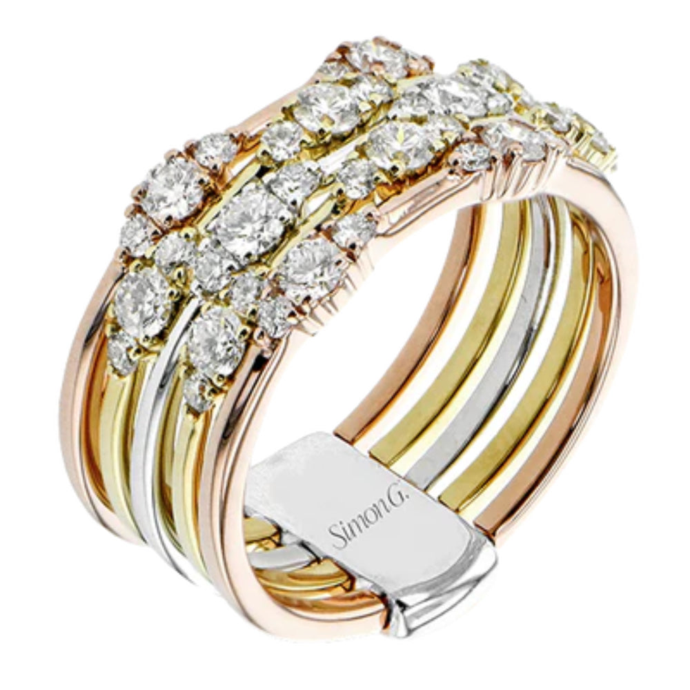 Simon G. Stunning 18k Gold 5-Row Diamond Band with 1.07cttw Diamonds