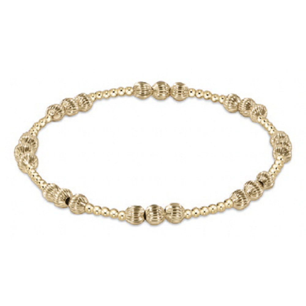4mm Gold 6.25-inch Ennewton Dignity Joy Pattern Beaded Bracelet