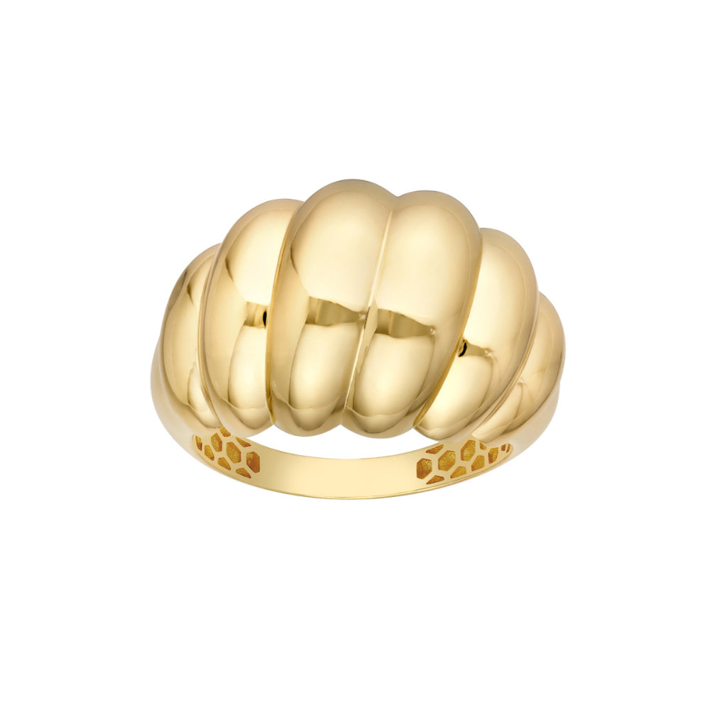 Exquisite 14k Gold Polished Twisted Dome Ring for Timeless Style