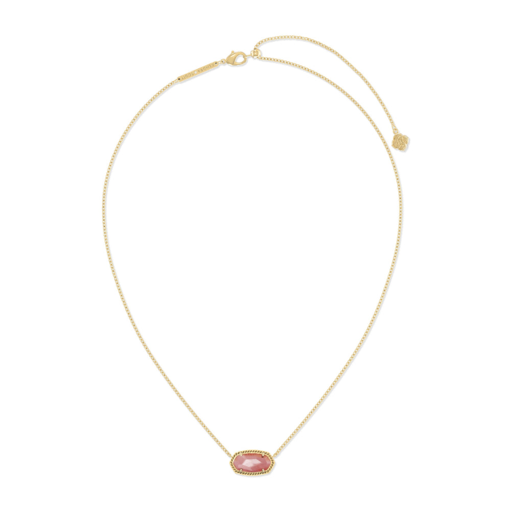 Coral Pink Mother of Pearl Elisa Gold Dainty Pendant Necklace