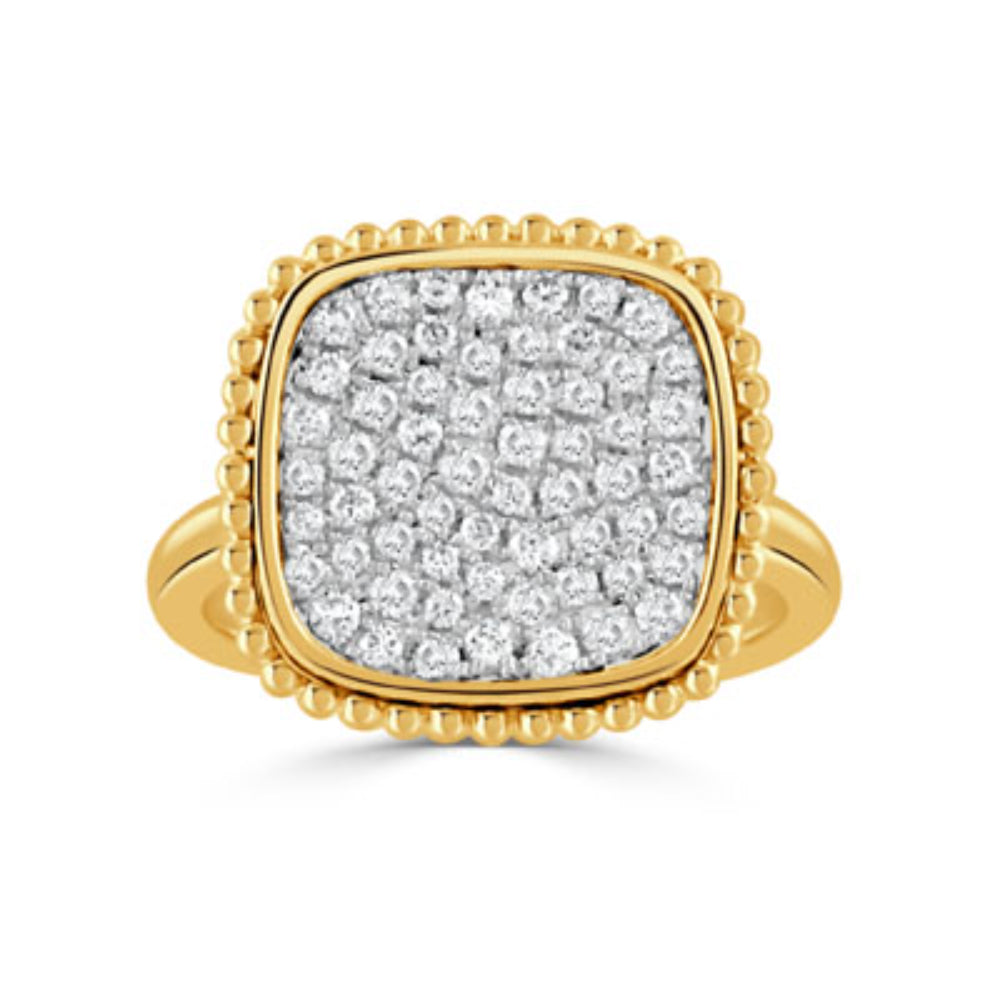 Stunning 18k Gold Two-Tone Cluster Ring with 0.61 cts Diamonds