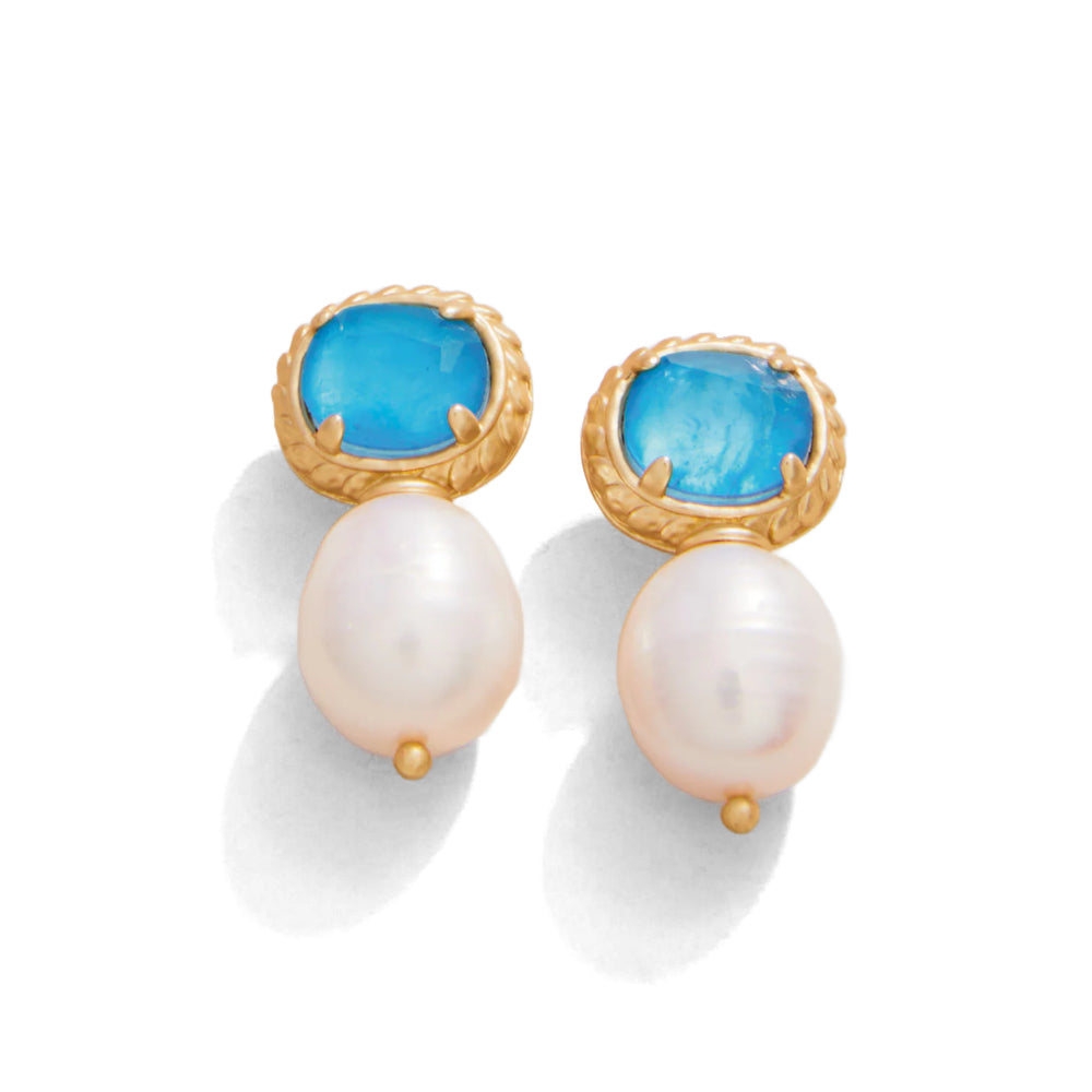 Exquisite Spartina Karina Petite Pearl Drop Stud Earrings for Fashionable Women