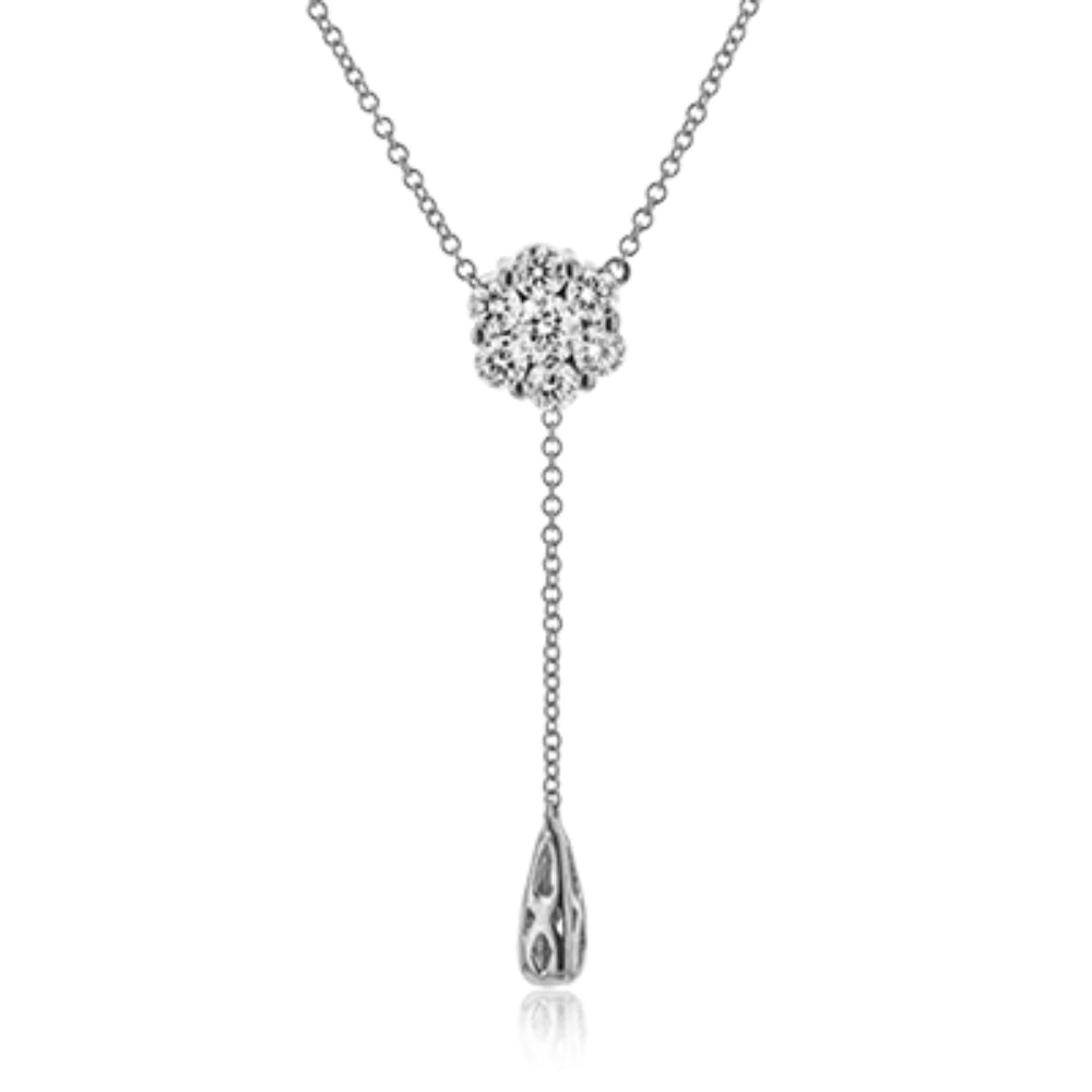 Simon G.'s 18k White Gold Cluster of 7 Round Diamond Pendant Necklace