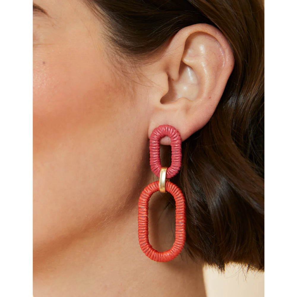 Stylish Red Spartina Straw Link Earrings for Fashionable Look