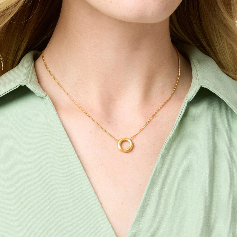 Julie Vos Delicate Adjustable 24K Gold-Plated Wave Circle Necklace