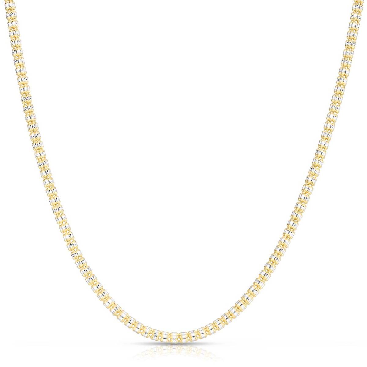 14k Two - Tone Diamond - Cut 18 - Inch Fancy Ice Chain Necklace