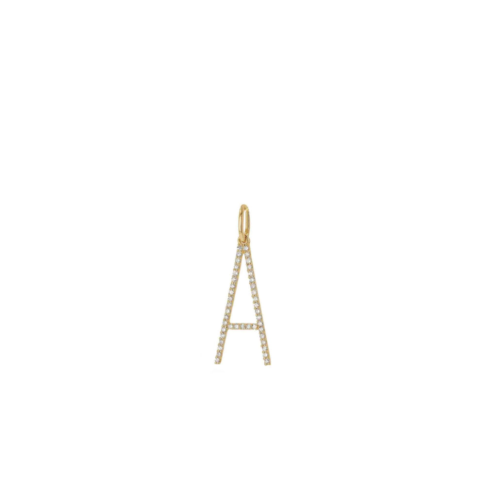14k Gold Oversized Personalized Diamond Initial Letter Charm