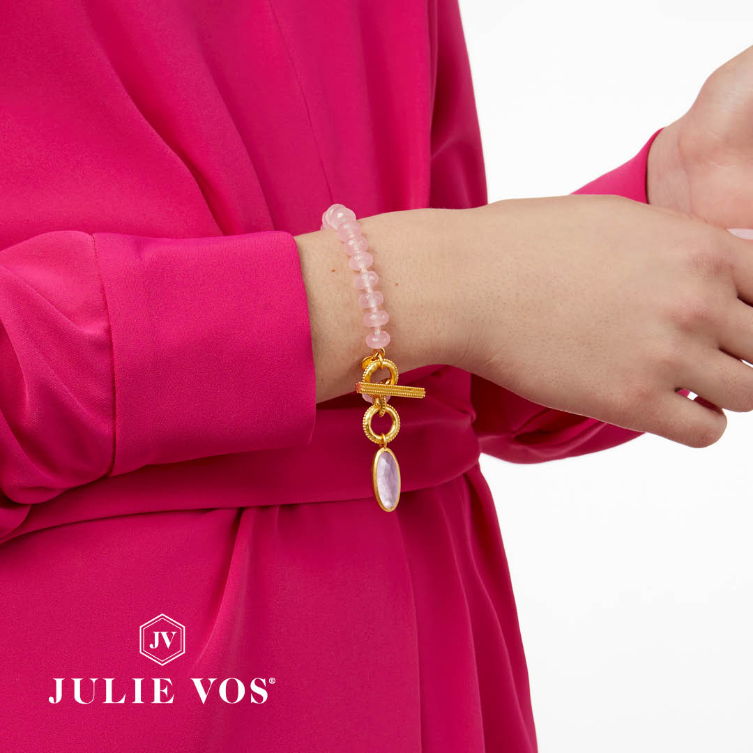 Julie Vos Faceted Pink Quartz Breast Cancer Awareness Bracelet