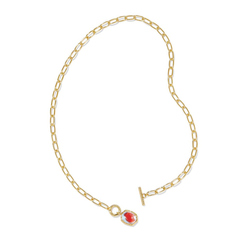 Kendra Scott Gold Dichroic Glass Daphne Link and Chain Necklace for Fashionable Layering