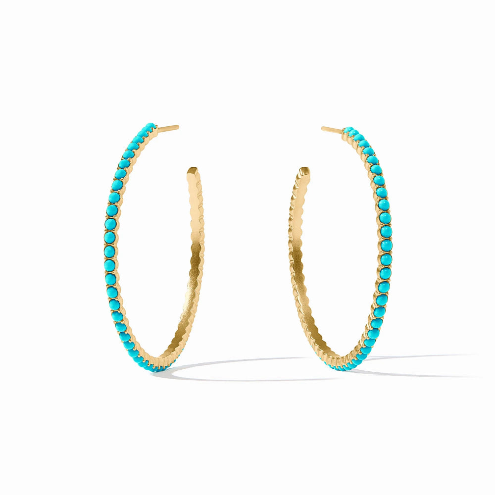 Julie Vos Turquoise Juliet Hoop Earrings in 18K Gold Plate