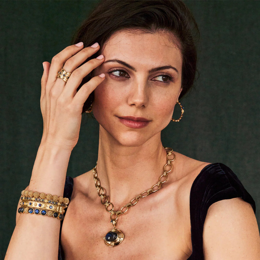 Gold-plated Capucine De Wulf Berry Eternity Hinged Bangle in S/M Size