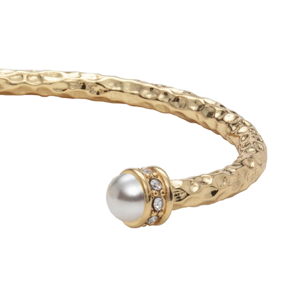 18ct Gold Plated Premium Brass Halcyon Days Hammered Torque Bangle