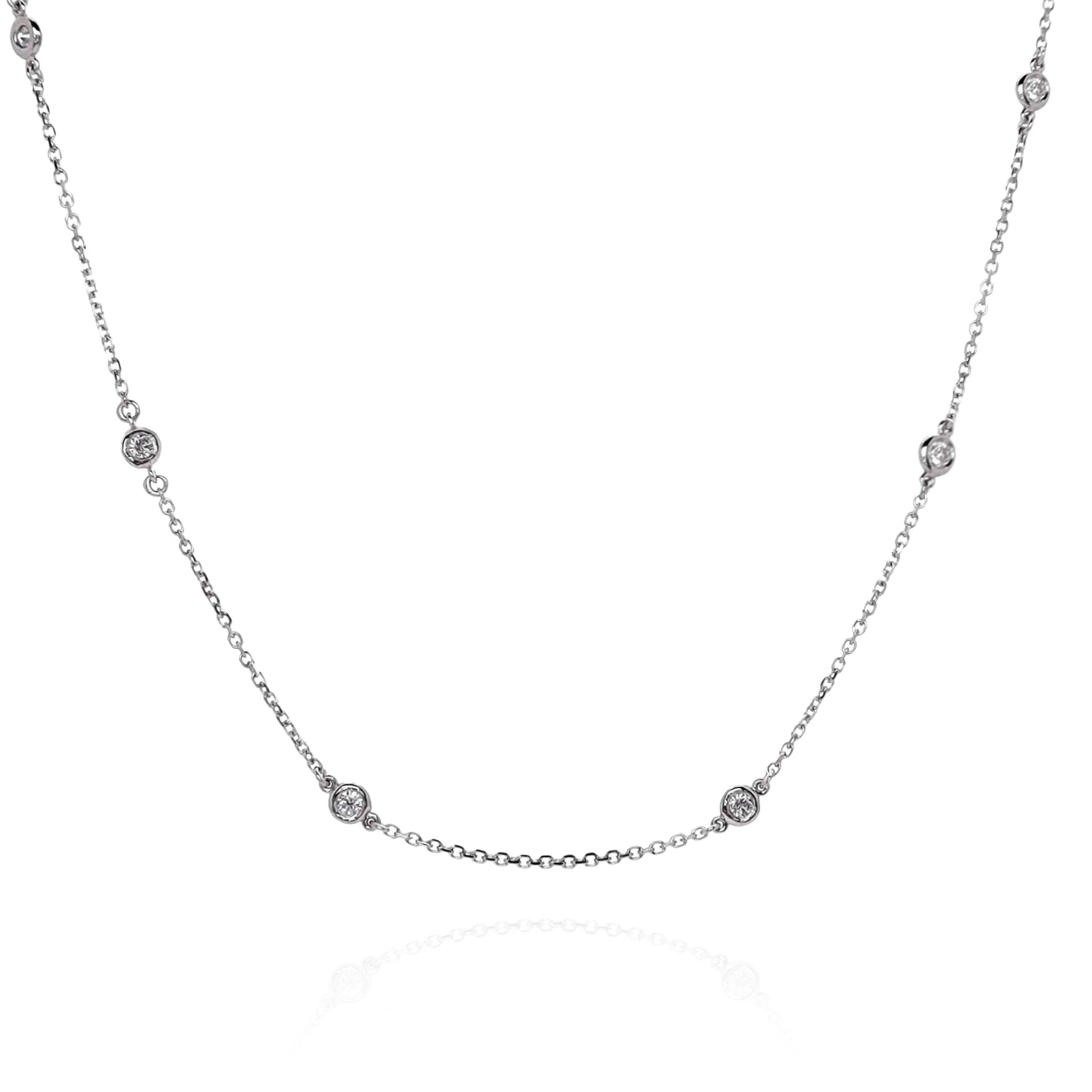 18-Inch 14k White Gold Necklace with 12 Round Brilliant Diamonds by The Yard